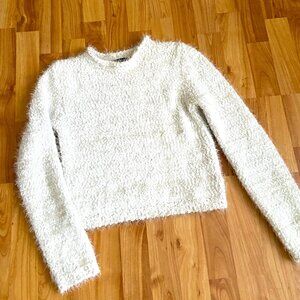 Fuzzy Textured Off White Sweater by Forever 21 size M